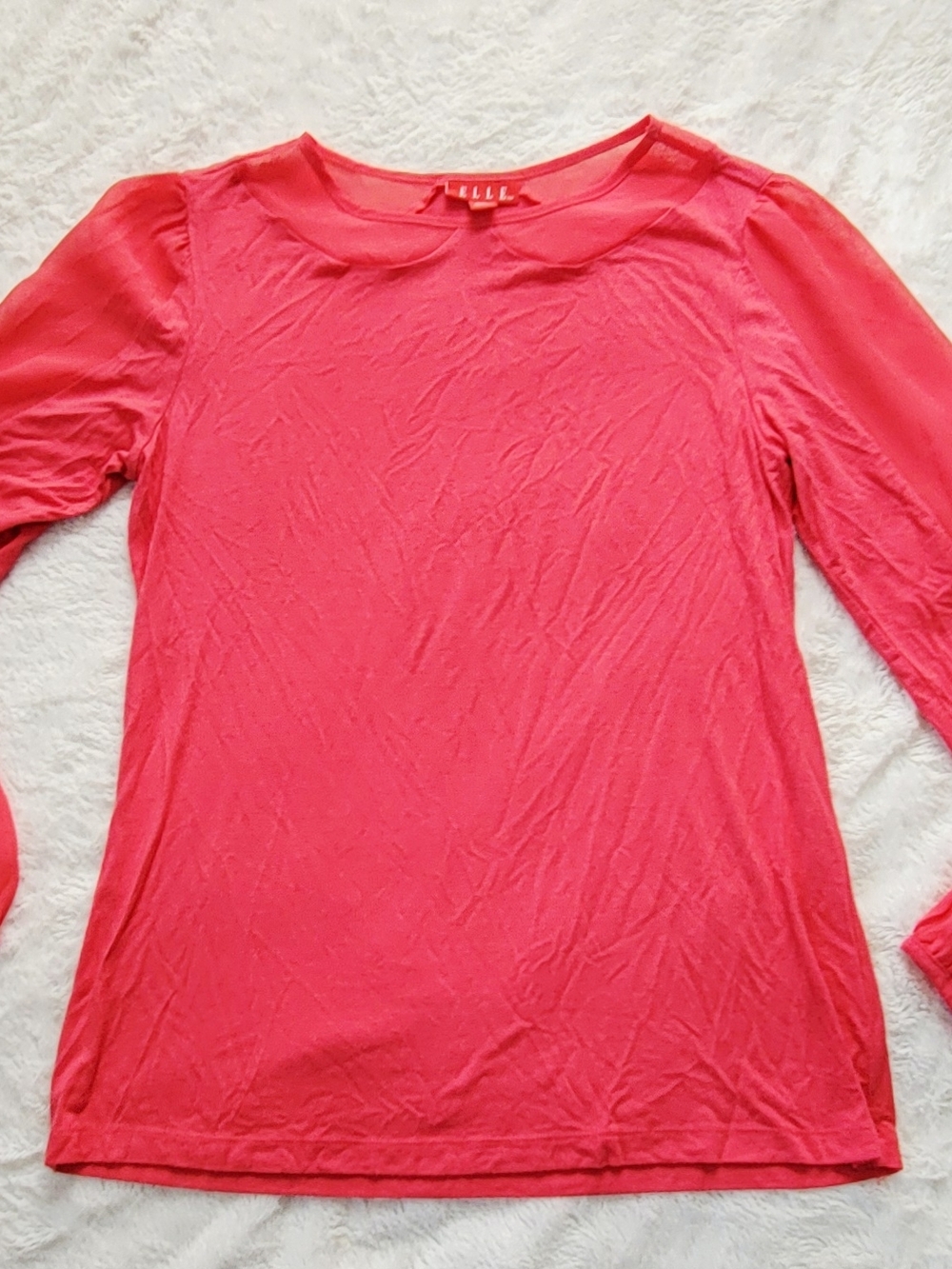 Elle Women's Long Sleeve Bright Coral-Pink Top